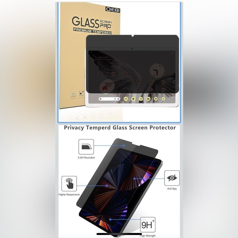 Privacy Tempered Glass Screen Protector for Amazon Fire Tablets - Black